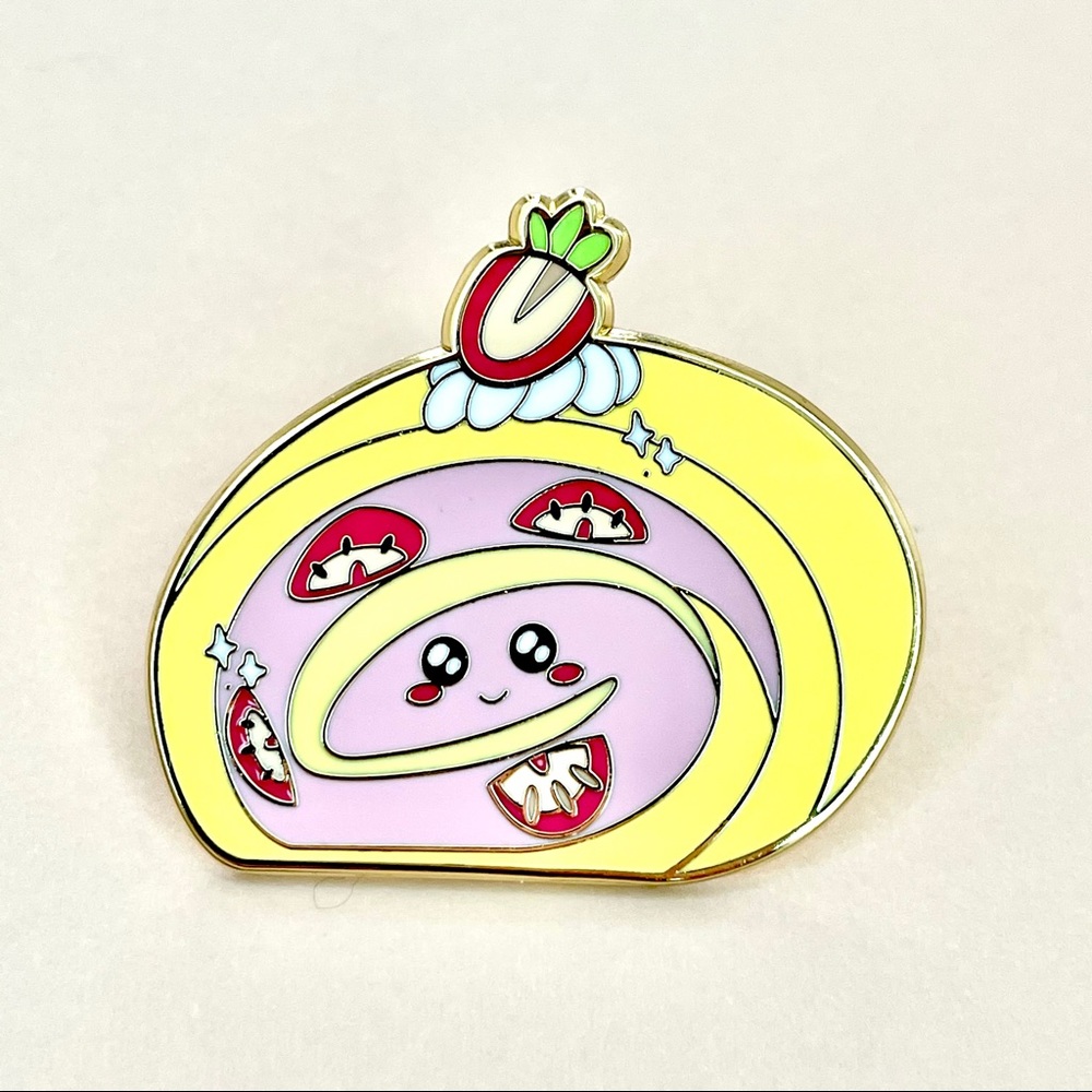 Strawberry cake enamel pin